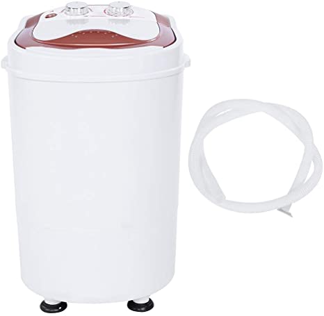 Mini Portable Washing Machine, Full-Automatic Washer with Self Spin Dry and Time Set, Spin Turbo Washer Compact 54 * 35 * 34cm Size 6kg Washing Capacity Durable ABS Material Single Tub UK Plug