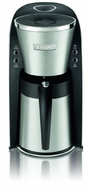 KRUPS KT720D50 Thermal Carafe Coffee Maker with Permanent Filter and Stainless Steel Housing, 10-Cup, Silver
