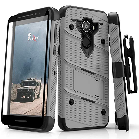 Alcatel A30 Fierce Case, Zizo [Bolt Series] with Free [Full Glass Alcatel A30 Screen Protector] Kickstand [12 ft. Military Grade Drop Tested] Holster