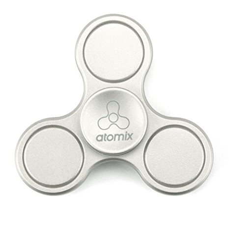 ATOMIX Newest Mini Fidget Hand Spinner Focus Toy for Adult & Children with Durable Material & High Speed & Last Longer (silver)