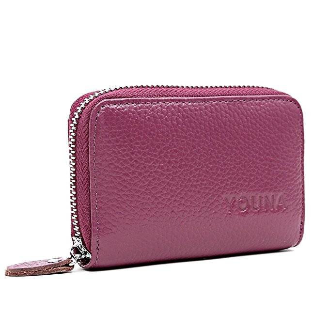 Youna Women's RFID Blocking Genuine Leather Credit Card Holder