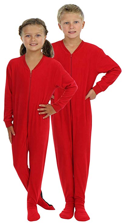 SleepytimePjs Infant & Kids Red Fleece Onesie PJs Footed Pajama