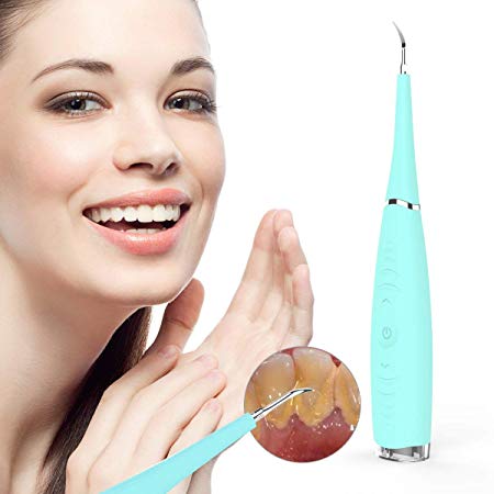 Dental Calculus Remover, Breett Rechargeable Tartar Scraper At-home Plaque Remover Dental Clean Tools Professional (Blue)