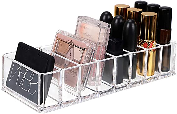 Hipiwe 8 Spaces Acrylic Makeup Organizer Cosmetic Makeup Products Storage Containers Beauty Care Holder Vanity Organizers for Blushes, Highlighters, Bronzer, Powder,Eyeshadow (Large)