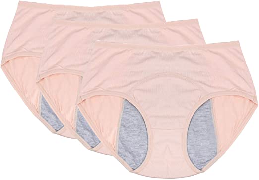 Women Menstrual Period Briefs Leakproof Panties Postpartum Bleeding underwear（pack of 3)