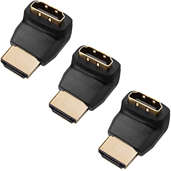 Twisted Veins ACHLA3 Three (3) Pack of HDMI 270 Degree/Right Angle Connectors/Adapters