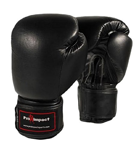 Genuine Leather Boxing Gloves Black 14 Oz. Pro Impact ($80 Value)