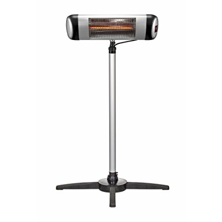 e-joy Indoor/Outdoor Patio Heater with Remote Carbon Infrared Heaters with Offset Pole, Can be Wall Mounted or Free Standing, 1500W