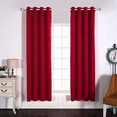 Milly&Roy Blackout Curtains Grommet Thermal Insulated Room Darkening Curtains for Living Room 52 x 84 inch Red Set of 2 Curtain Panels
