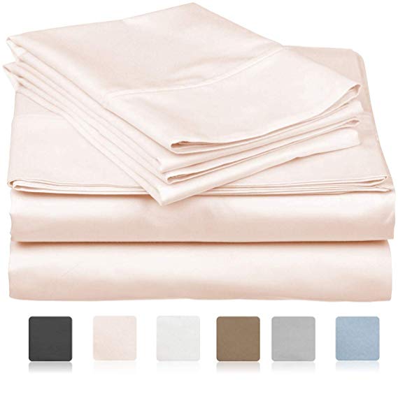 600 Thread Count 100% Long Staple Soft Egyptian Cotton SheetSet, 4 Piece Set, FULL SHEETS,upto 17" Deep Pocket, Smooth & Soft Sateen Weave, Deep Pocket, Luxury Hotel Collection Bedding, IVORY