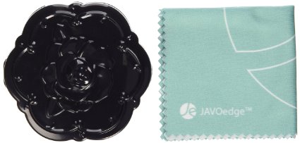 JAVOedge Black Rose Contact Lens Carry Case Travel Kit with Bonus Soft Microfiber Lens Cleaning Cloth