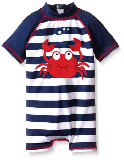 Wippette Baby Girls' Boys Stripe with Crab 1 Piece Swim
