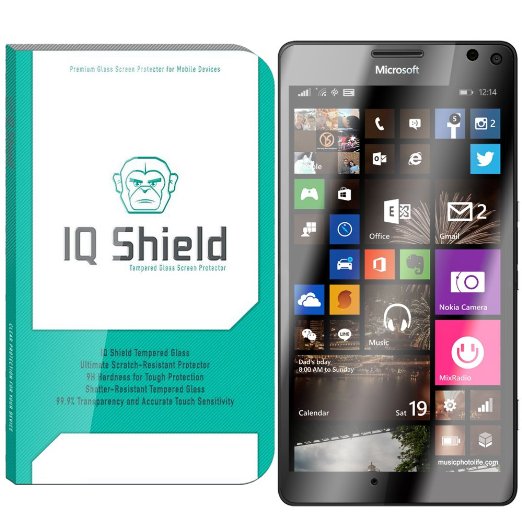 IQ Shield Tempered Glass - Microsoft Lumia 950 XL Glass Screen Protector Ballistic Glass  Warranty Replacements - 999 Transparent HD Shield  9H Hardness  Shatter-Proof  Bubble-Free