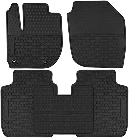 San Auto Car Floor Mats Custom Fit for Honda Fit 2015 2016 2017 2018 2019 Full Black Rubber Car Floor Liners Set All Weather Protection Heavy Duty Odorless