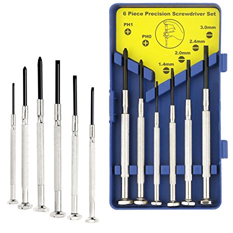 GikPal 6 Pieces Precision Screwdriver Set Flathead & Philips with Case Mini Screwdriver Bits for Jewelry Repair, Watch Repair, Eyeglass Repair, Musical and More
