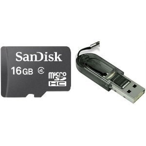 Sandisk 16GB 16G Micro SDHC Class 4 TF Memory Card with Micro SD Card Reader - Bulk Packed