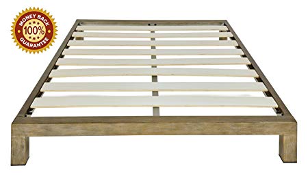 In Style Furnishings Stella Modern Metal Low Profile Thick Slats Support Platform Bed Frame - Full Size, Gold