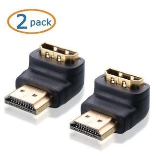 (Pack of 2) 90 degree right angle hdmi adapter female to male, 90 degree hdmi bend -pjp electronics®