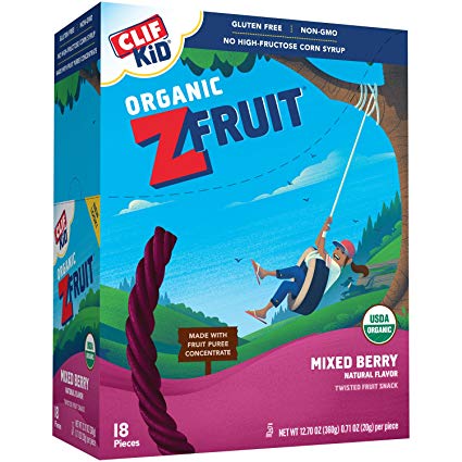 CLIF KID ZFRUIT - Organic Fruit Rope - Mixed Berry Flavor - (0.7 Ounce Rope, 18 Count)