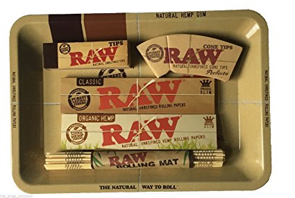 Raw Mini Tray, Papers, Tips, Mat Smoking Set Deal a Perfect Gift For You or Your Loved Ones - Sold By Trendz
