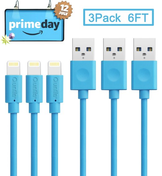 3-pack 6ft/2m Quntis Date Charge Sync Cable for Apple iphone 6 6 Plus 6S Ipad Air for All IOS Device Lifetime Guarantee（Blue)