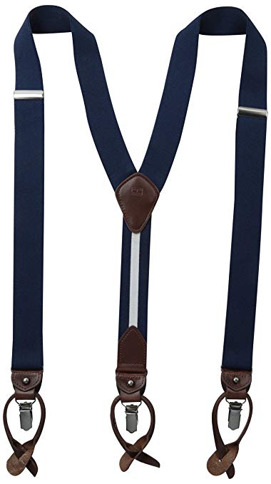 Tommy Hilfiger Men's 32mm Suspender With Convertible Clip, Button End and Strap