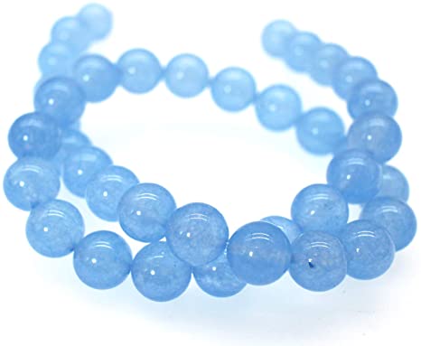 Chalcedony Beads Natural Stone Beads Round Smooth Beads Loose Beads for Jewelry Making DIY Handmade 15" 1 Strand per Bag(8mm, 03 Light Blue)