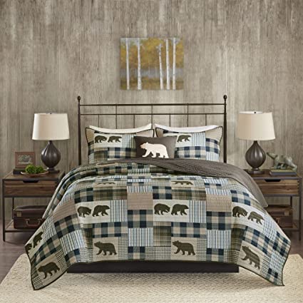 Woolrich Twin Falls Quilt Set, King/Cal King, Brown/Blue