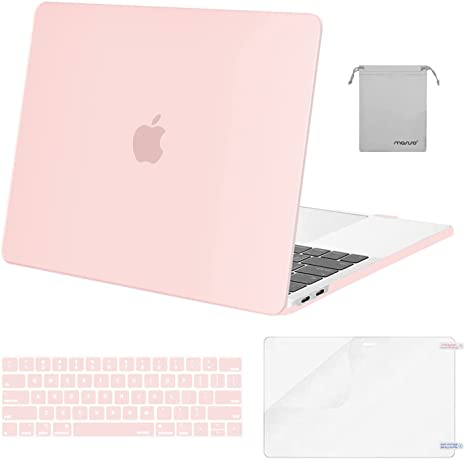 MOSISO Compatible with MacBook Pro 13 inch Case 2022, 2021, 2020-2016 Release A2338 M1 A2289 A2251 A2159 A1989 A1706 A1708, Plastic Hard Case&Keyboard Skin&Screen Protector&Storage Bag, Chalk Pink