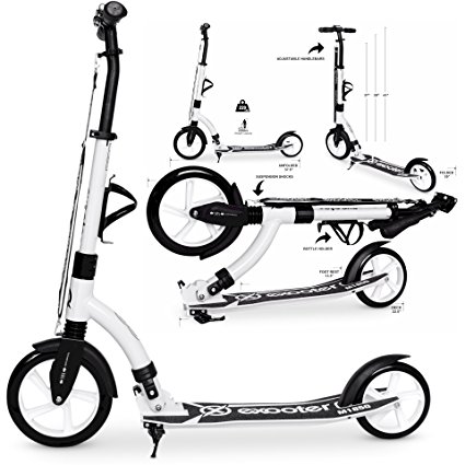 EXOOTER M1850 6XL Adult Kick Scooter With Front Suspension Shocks And 240mm/180mm Wheels.