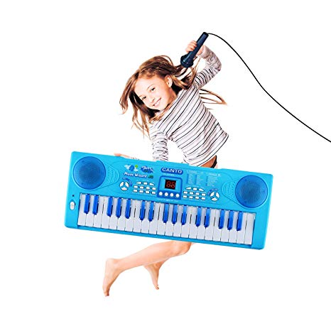 M SANMERSEN Kids Piano, Sanmersen 37 Key Multi-function Electronic Keyboard Piano Play Piano Organ with Microphone Educational Toy for Toddlers Kids Children(Small)