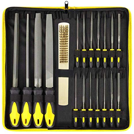 18Pcs File Set, Round and Flat File Kits are Made of Precision Grade High Carbon-Steel, 4 Flat/Half-round/Round/Triangle Files Tool, 14 Needle Files Set for Woodwork Metal Model Hobby Applications