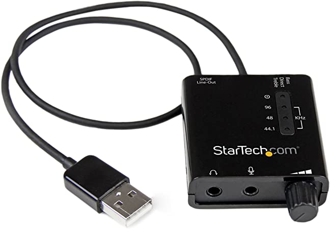 StarTech ICUSBAUDIO2D USB Stereo Audio Adapter External Sound Card with SPDIF Digital Audio Out,Black