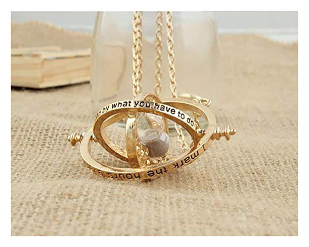 SIENNA693 Vintage Time Turner Rotating Necklace Hourglass Pendant Chain Necklace Gift for Women NP257