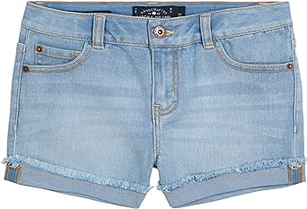 Lucky Brand Girls' Cuffed Jean Shorts, Stretch Denim with 5 Pockets, Mid to High Rise Waist