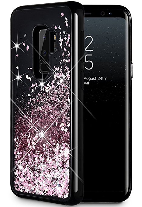 Galaxy S9 Plus Case, Caka Galaxy S9 Plus Glitter Case [Starry Night Series] Luxury Fashion Bling Flowing Liquid Floating Sparkle Glitter Girly TPU Bumper Case for Samsung Galaxy S9 Plus - (Rose Gold)