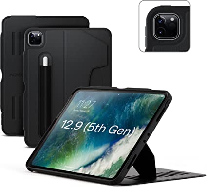 ZUGU Case for 2021 iPad Pro 12.9 inch Gen 5 - Slim Protective Case - Wireless Apple Pencil Charging - Magnetic Stand & Sleep/ Wake Cover (Fits Model #’s A2378, A2379, A2461, A2462) - Stealth Black