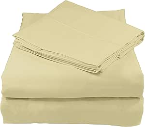 Whisper Organics, 100% Organic Cotton Sheets - 300 Thread Count Bed Sheets Set - Premium Quality Sheets - Deep Pocket Sheet Set - GOTS Certified, Dune (Queen Size)