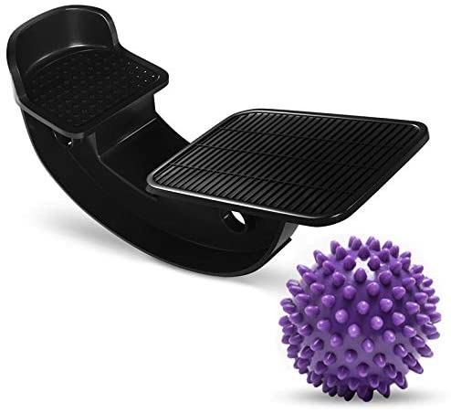 ProHeal Foot Rocker Calf Stretcher with Spiked Ball Massager - for Plantar Fasciitis, Achilles Tendonitis - Calf, Foot, Heel, and Ankle Stretcher - Lower Leg Pain Relief - Black with Blue Ball