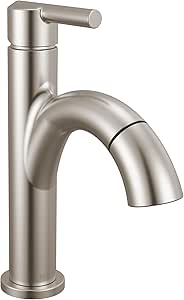 Delta Faucet Nicoli Pull-Down Single Hole Bathroom Faucet, Brushed Nickel Bathroom Sink Faucet, Bathroom Faucet with Pull Out Sprayer, Single Handle Bathroom Faucet, Stainless 15749LF-SSPD