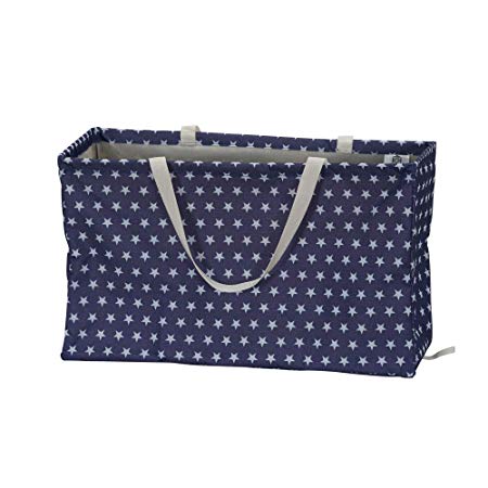 Household Essentials 2240 Krush Canvas Utility Tote | Reusable Grocery Shopping Bag | Laundry Carry Bag | Blue with White Stars