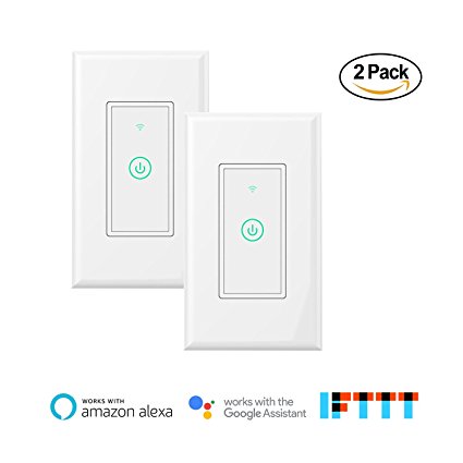 meross Smart Wi-Fi Wall Light Switch, Amazon Alexa and Google Assistant Supported, Remote Control, Timing Function, Fit for US/CA Wall Switches, No Hub Needed, White (2 Pack)