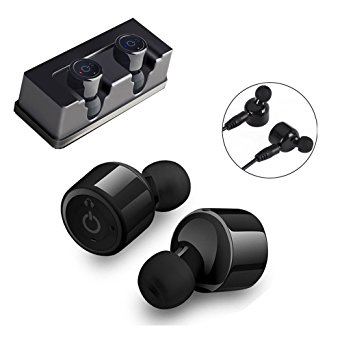 Twins Bluetooth Headphone With Charge Dock,Ounice Mini TWS Twins True Wireless Bluetooth 4.2 Stereo Sport Earbuds Headset In-Ear Earpiece(Black With Charge Dock)