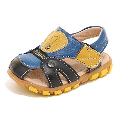Toddler Boys Sandals Closed Toe Leather Velcro Sport Shoes HOBIBEAR (Toddler/Little Kid)