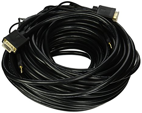 Monoprice 105364 100-Feet Super VGA HD15 Male to Male Cable with Stereo Audio and Triple Shielding