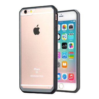 iPhone 6S Case, Moze® [Clear back Bumper] iPhone 6S Case Cover [Slim Fit] [Scratch-Resistant] Transparent Back Bumper Case for iPhone 6S/iphone 6 (Black/Gray)