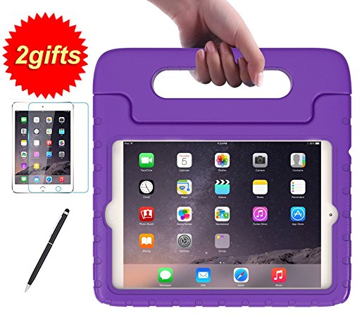 SUPLIK Kid-Proof Drop-Resistant Lightweight Protective Handle Stand Case with Screen Protector and Stylus for 7.9 Inch iPad Mini 1 2 3 Tablet, Purple