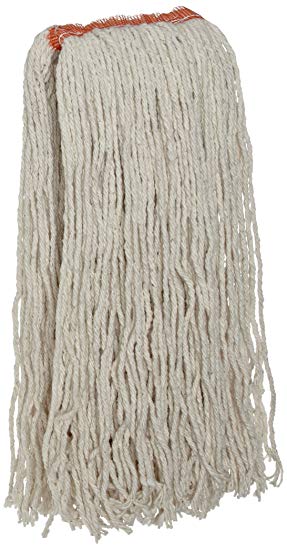 Rubbermaid Commercial FGF51800WH00 Premium 8-Ply Cut-End Blend Mop, 24-ounce, 1-inch Orange Headband, White