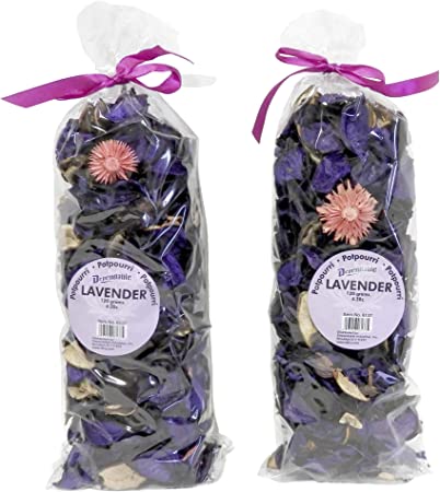 Fresh Scent Petal Potpourri Bowl and Vase Filler Home Decor 2 Large Bags 120 Grams Each (Lavender)
