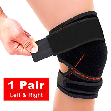 Knee Support - Wesho Knee Brace Stabilized Knee Support for Arthritis, Join Pain Relieve, Meniscus Pain, Recovery, Gym, Sports, Basketball, Running, Skiing - Adjustable Compression [One Pair]